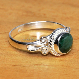 Anillo fino de Plata de Ley 925, piedra preciosa Esmeralda con ajuste de bisel de moda, último diseño de anillo de moda - Product Image 2