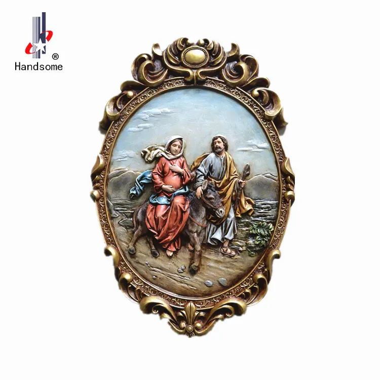 20 Inch Low MOQ Resin 3D Holy Family Image Statue Wall Hanging Decoration