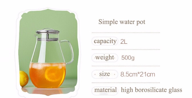 Heat Resistant Borosilicate Decorative Glass Water Filter Pitcher Glass Water Jug