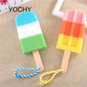 Novelty Ice Lolly Shaped Bath <strong>Shower</strong> <strong>Sponge</strong> with Wooden Handle for Hanging As a Gift or Present - Product Image 3