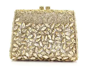 Più nuovo oro di Cristallo di Sera Della Frizione Sacchetti di Frizione per le Donne Del Partito di Cerimonia Nuziale di Cristallo Da Sposa Borse Da Sera e Box Clutch