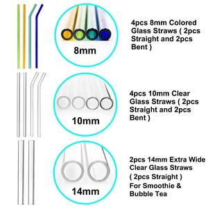 8mm Bent Borosilicate Glass Straw Reusable Eco-Friendly <strong>Drinkware</strong> <strong>Accessory</strong> in Clear or Colorful Options - Product Image 4