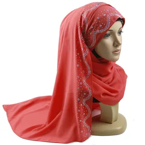 Tùy Chỉnh Ladies Instant Scarf Thiết Kế Mới Duyên Dáng Voan Hijab Với Đá Cho Phụ Nữ Hồi Giáo