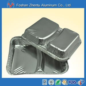 Disposable <strong>Aluminium</strong> <strong>Trays</strong> <strong>2</strong> <strong>Compartments</strong> <strong>Aluminium</strong> <strong>Foil</strong> Container With Lid Fast Food Container for Food Packaging - Product Image 6