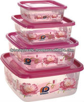 Microgolfbestendige vierkante PP plastic voedselcontainers, 4-delige set, spuitgegoten, duurzaam, vriesbestendig, klassieke DYNASTY