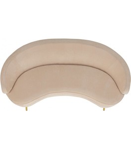 Cream Champagne Velvet Curved Silhouette <strong>Gold</strong> Stainless Steel Legs <strong>Sofa</strong> - Product Image 3