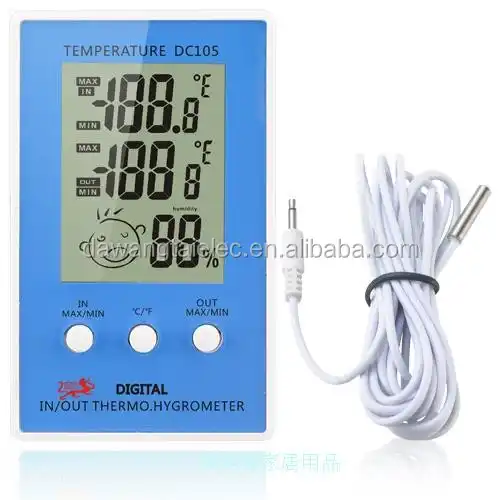 DC105 LCD Digital Thermometer Hygrometer Temperature Humidity Meter W/ Wired  External Sensor - Buy DC105 LCD Digital Thermometer Hygrometer Temperature  Humidity Meter W/ Wired External Sensor Product on