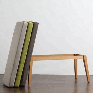 Moderna coperta imbottita panca con gambe in <span class=keywords><strong>legno</strong></span> e cuscino lungo fine letto sgabello panca per la camera da letto - Product Image 4