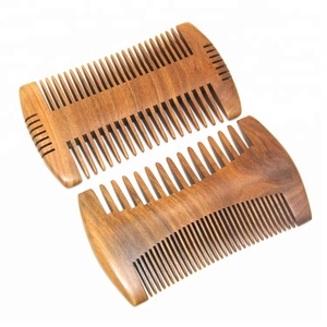 Legno di sandalo curva fine dente largo denti baffi barba pettine con il sacchetto - Product Image 3