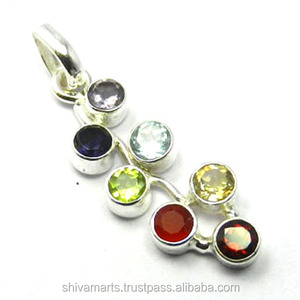 Impresionante colorido 925 plata esterlina granate Natural Multi piedra preciosa Chakra colgante joyería fina colgantes y dijes - Product Image 2