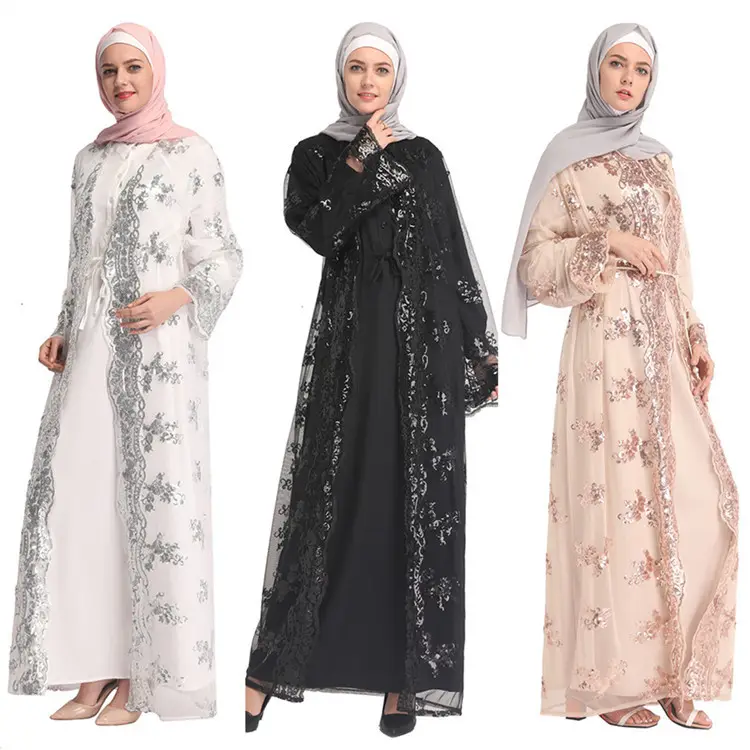 עיצובים אופנתי אסלאמי בגדים שחור בסיסי ללבוש קצר שרוול Thobe משובץ ביהלומים חלוק מזרח התיכון ערבים מוסלמיים גלימות