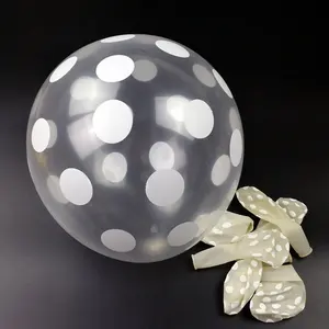 Parti dekorasyon büyük yuvarlak baskılı kırmızı siyah mavi sarı pembe Polka Dot balon temizle şeffaf balon Polka noktalı baskı