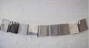 popular stripes printing linen/cotton tea towel in white,natural color with printing/embrodiery
