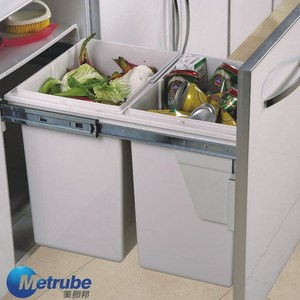 2 compartment Cabinet Waste Bin with soft closing slide