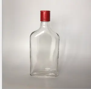 扁平烈酒酒精容器玻璃瓶与螺丝帽