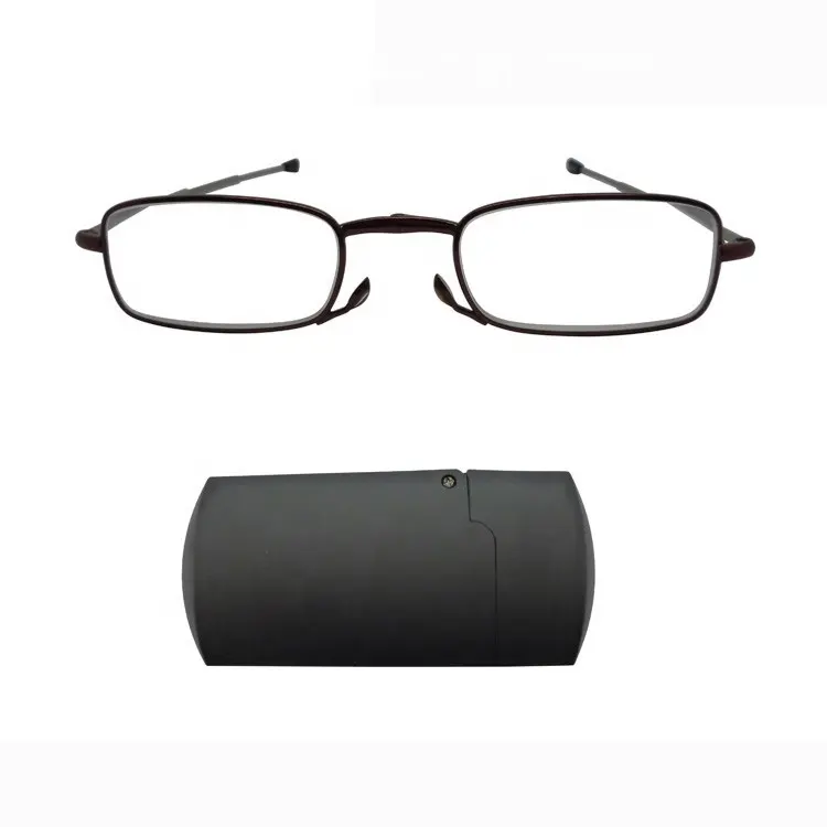 Brightlook Offre Spéciale pliable lecteur durable en métal mini lunettes de lecture pliantes avec étui compact