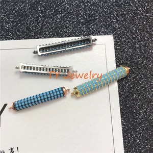 Connettore a Barra Curva con Micro Pavé <span class=keywords><strong>CZ</strong></span> per Bracciali, Connettore a Tubo Rotondo/Connettore a Maglia - Product Image 2