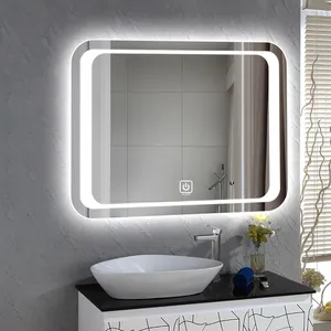 Funzione di lettore di musica specchio del bagno con luci a led intorno al bordo della parete di grandi dimensioni ha portato specchio