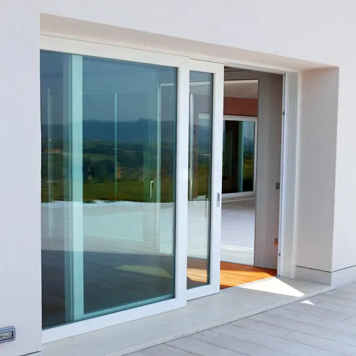 Hot sale french design white glass plastic door sliding upvc pvc door vinyl patio sliding doors