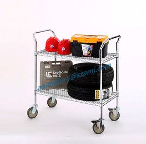 2-tier industria de almacenamiento de uso fácil movimiento NSF y TUV aprobado cromo utilidad carrito - Product Image 6