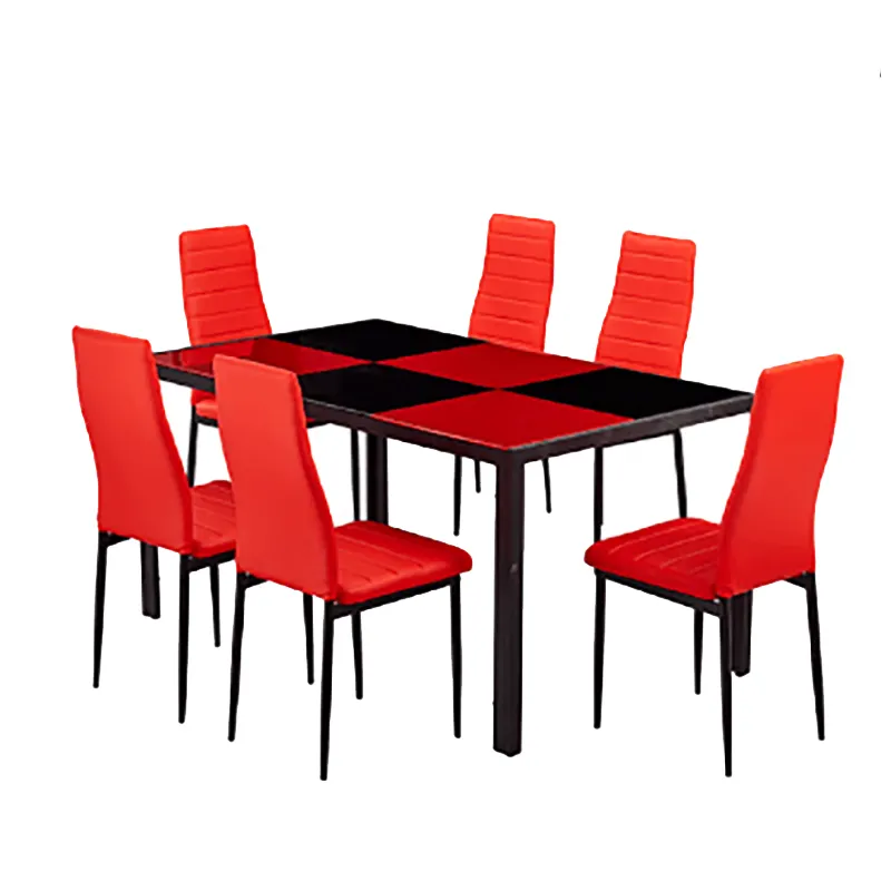 Table à manger et 4 chaises, rouge et noir, vente en gros, livraison gratuite