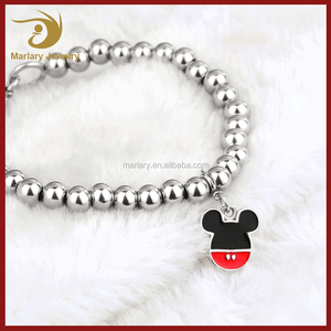 2017 China 316L pulsera del grano del acero inoxidable Mickey Mouse lindo emoji charm pulsera - Product Image 2