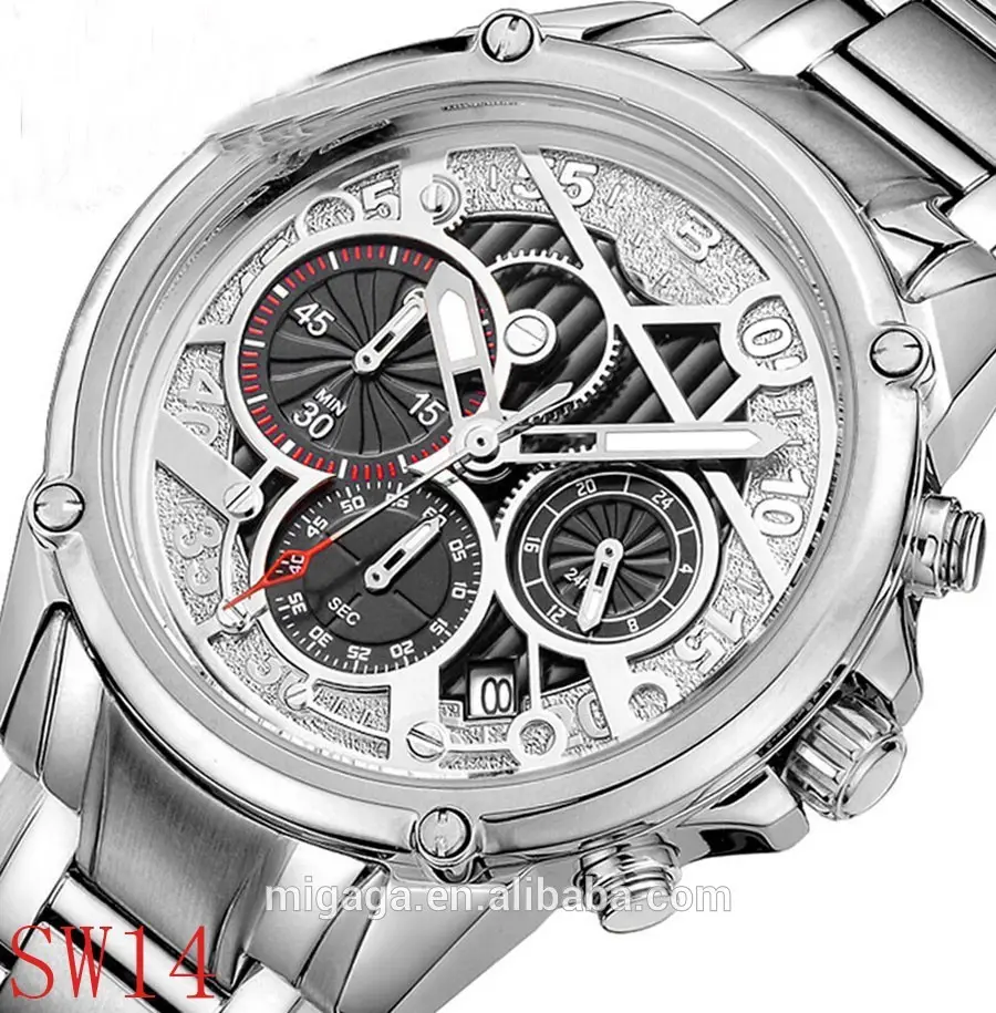 Productos más populares plata reloj multifunción hombres reloj cronógrafo alibaba expreso reloj deportivo