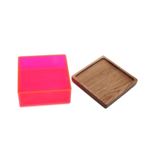 Hogar rojo transparente caso <span class=keywords><strong>a</strong></span> casa cocina caja de almacenamiento con tapa de madera - Product Image 4