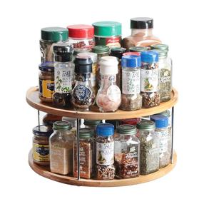 Bambù <span class=keywords><strong>Rotante</strong></span> Lazy Susan Barattolo di <span class=keywords><strong>Spezie</strong></span> Portaspezie Bottiglia di Supporto - Product Image 5