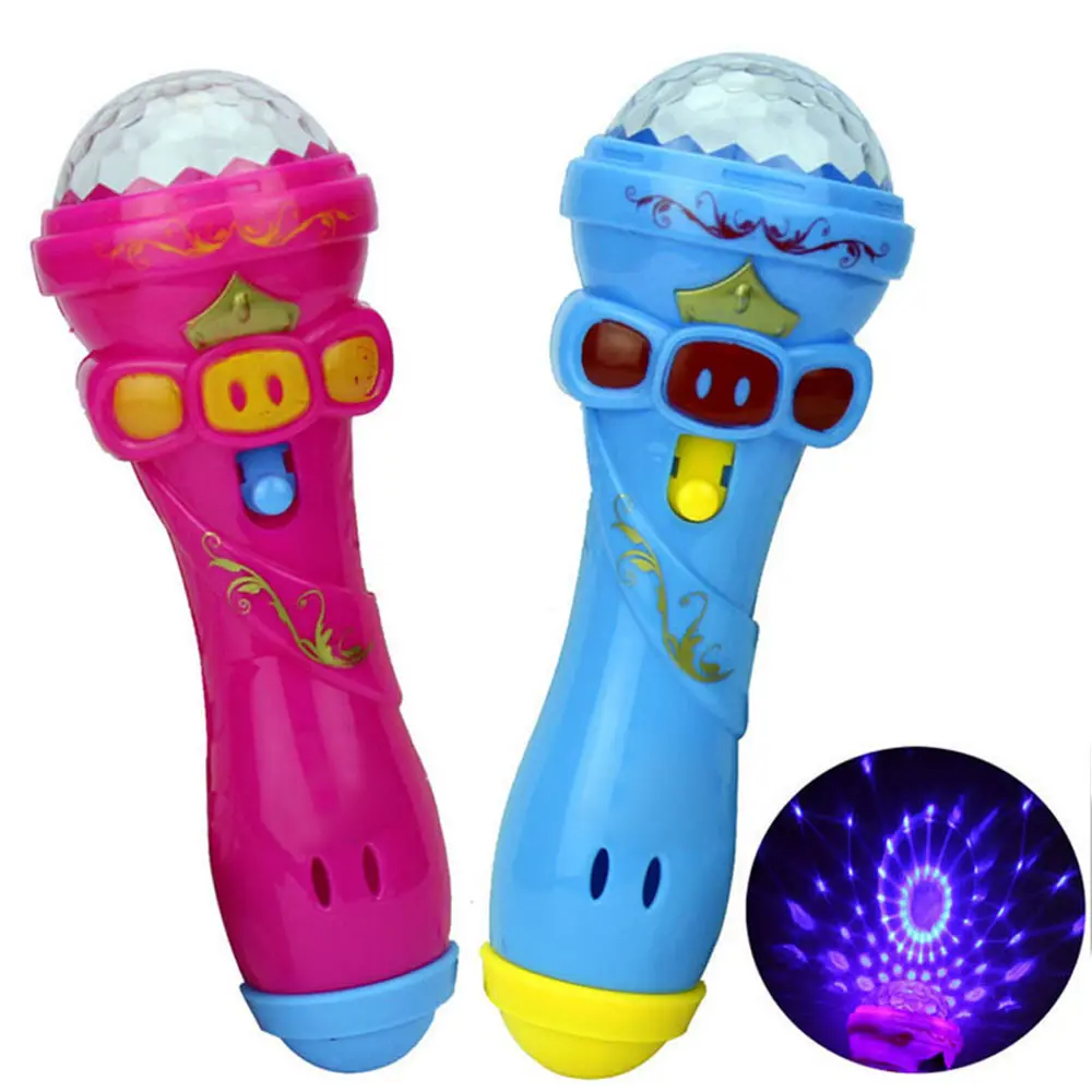 Juguetes emulados de iluminación para niños, micrófono inalámbrico, modelo de regalo, luz de Karaoke, regalos