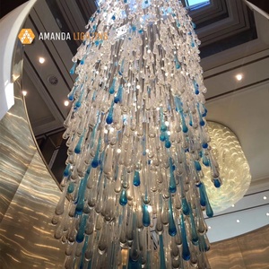 Lampadario in Vetro a Goccia d'Acqua Personalizzato Fatto a Mano <span class=keywords><strong>per</strong></span> <span class=keywords><strong>Ingresso</strong></span> e Atrio di Hotel, Lampada a Sospensione - Product Image 1