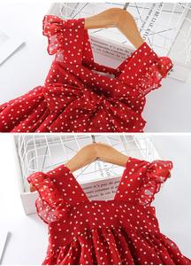 2019 son yeni moda popüler büyük yay şifon beyaz dalga nokta spagetti kayışı kırmızı çocuk kız rahat elbise 3 5 yıl - Product Image 5