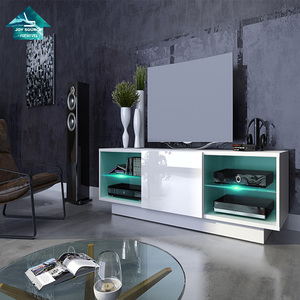 Modern simple uv high gloss led tv cabinet particle board tv unit stand led light tv wall cabinet units designs wood