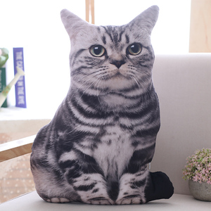 Almohada 3d con forma de gato de felpa realista, venta al por mayor - Product Image 3