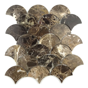 Azulejo de mosaico de mármol pulido en forma de abanico de gran escala <span class=keywords><strong>Emperador</strong></span> oscuro - Product Image 2