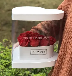 Kotak Bunga Berbentuk Hati dengan Jendela Pvc