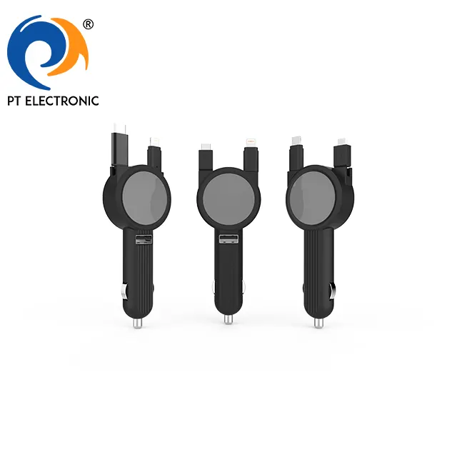 Untuk Motorola Moto Z Force Droid USB Tipe C, Kabel Dapat Ditarik Otomatis Di Mobil Adaptor Pengisi Daya Hitam