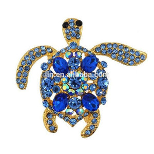 Broche Infantil de Aleación Plateada con Cristales Azules en Forma de Tortuga, Ideal para Regalos de Boda, Broche de Animalito de Cristal - Product Image 5