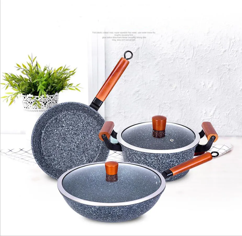 Commercio all'ingrosso Eco-Friendly 3pcs antiaderente granito pentola da cucina set di pentole set di pentole granito