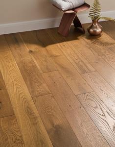 <span class=keywords><strong>Parquet</strong></span> en bois de chêne blanc vieilli, surface brossée en fil profond fumé de 12 mm - Product Image 2