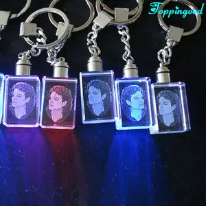 Michael Jackson 3D Laser Crystal Key Chain For Famous Star Memory