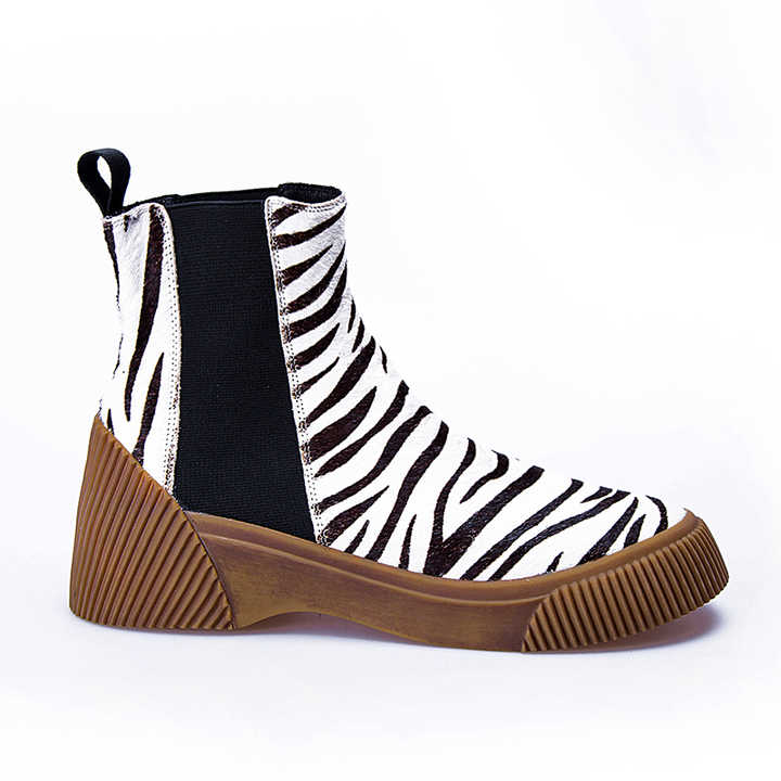 WETKISS Nieuwe Collectie Ronde Platte Enkellaarsjes Zebra Print Platform  Luipaard Print Laarzen Vrouwen Schoenen Slip Op