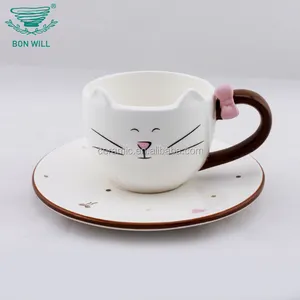 Керамическая посуда с мультяшным рисунком, кофейные чашки и блюдца для ежедневного использования