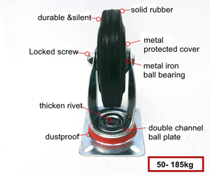 WBD 8 Zoll Schwenkbare Eisenkern-Gummi-Mülltonnenrollen für Abfallbehälter - Product Image 5