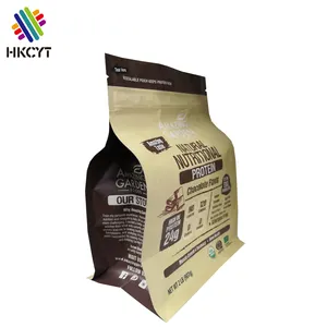Custom Printing on Kraft Paper Aluminum Foil Ziplock Packaging Bag for 1kg Protein Powder