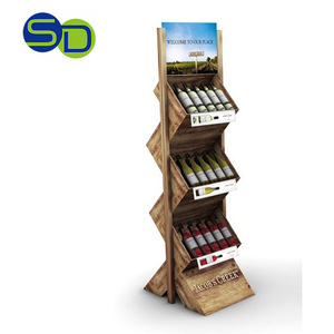 MDF ไม้จริงชั้นยืนแสดงสำหรับการโฆษณาเครื่องดื่มไวน์ Standee จุดขายแสดง - Product Image 2