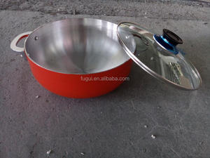 20/24/26/30/34/36/38/42 cm aluminio caldero con satén Acabado Interior y Rojo pintura exterior - Product Image 6