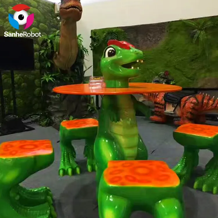 Fiberglass dinosaur table and chairs set for amusement park