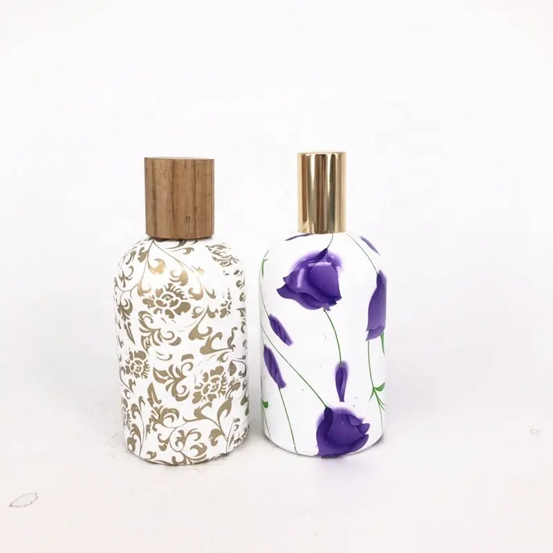 Perfume Bottle Hot Stamping Antique Chinese High Quality Chinoiserie Art 100ml High White Glass PUMP Sprayer Screen Printing
