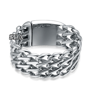 Bracelet pour homme en acier inoxydable 316L de style punk, <span class=keywords><strong>maille</strong></span> épaisse <span class=keywords><strong>argent</strong></span>ée de 32 mm, chaîne épaisse - Product Image 1